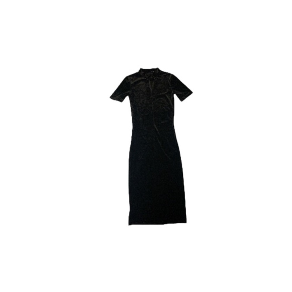 Zara Trafaluc Black Stretch Velour Long Bodycon Dress - Women’s Size Small